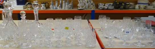 GOOD COLLECTION OF CUT GLASS DRINKING GLASSES, heavy quality brandy glasses, knopped wine glasses,