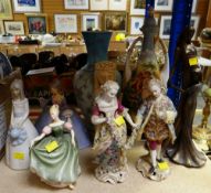 ASSORTED CERAMICS including pair of continental Regency-style figurines, modern mother and child
