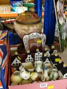 MINIATURE CERAMICS including Royal Doulton series ware vases, KLM blue delft decanters for Bols