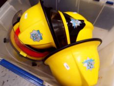 FOUR DURHAM FIRE BRIGADE HELMETS (4)