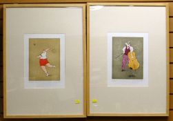 GERHARD GEPP (Austrian, b. 1940) limited edition (75/100) colour etchings, a pair - caricatures of a