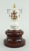 CARDIFF CITY INTEREST CARLTON CHINA CRESTED PORCELAIN TROPHY CUP, with City of Cardiff Arms,