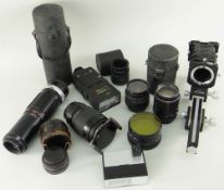 ASSORTED CAMERA EQUIPMENT to include Asahi Pentax slide copier, Cobra Auto Thyristor, Takumar Jap