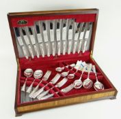 MAHOGANY CASED CANTEEN OF PLATED CUTLERY & FLATWARE BY THOMAS TURNER & CO., SHEFFIELD, for six place