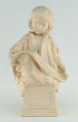 DOCTOR BARNARDO'S POTTERY COLLECTION MONEY BANK, modeled as a child reading a music scroll, plinth