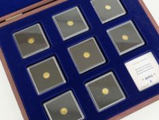 1997 CASED GROUP OF EIGHT MINIATURE GOLD COINS to commemorate Princess Diana, each 585 coin 0.