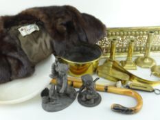 ASSORTED ANTIQUE BRASS & METALWARE including 18th century Dutch tobacco box, two pairs of