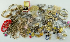 ASSORTED COSTUME JEWELLERY to include earrings, bangles, necklaces, rings, coin and other