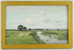JOSE WEISS (1859-1919) oil on panel - landscape, entitled verso in pencil 'The Old Canal