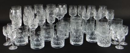 LARGE COLLECTION OF GOOD QUALITY CUT GLASS including Thomas Webb wine glasses, tumblers ETC
