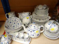COLLECTION OF BLUE & WHITE TABLEWARE near matching pattern including some by Masons