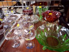 ASSORTED DECORATIVE GLASSWARE including Babycham glasses and Italian glass bowl (12)