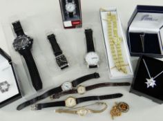ASSORTED WRISTWATCHES & BOXED COSTUME JEWELLERY including 9ct yellow gold ladies Bulova wristwatch