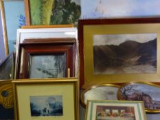 PRINTS, watercolours and needlework pictures, a quantity, framed and unframed