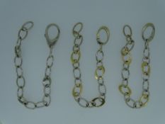 TWO WHITE METAL & GOLD OVAL LINK NECKLACES, 29.7grms and a similar all-white metal bracelet, 17grms,