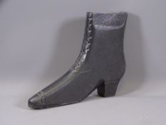WELSH FOLK ART, slate boot, 13.5cms H, 17cms L