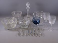 GLASSWARE, a good selection of mixed, including a pair of finely edged goblets, a blue tinted