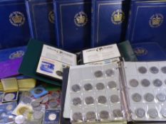 COMMEMORATIVE CROWNS, COIN COVERS with coins and stamps collection of the world, a large quantity