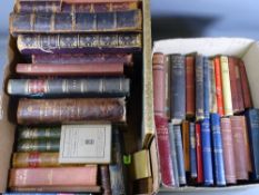 ANTIQUE & LATER LEATHER BOUND & OTHER BOOKS, a quantity within two boxes