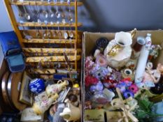 MIXED ORNAMENTAL POTTERY, glassware, collector's spoons and other items of interest