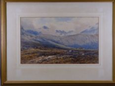 EDWARD ARDEN watercolour - 'Highland Mountain Scene with deer', signed lower left, 27.5 x 45.5cms