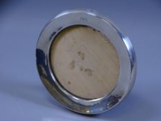 SILVER EASEL PICTURE FRAME with monogram and date 1904 to take a picture diameter 10.5cms,