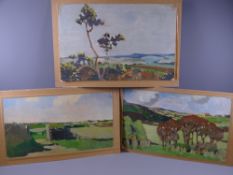 NEWLYN SCHOOL OILS (3) - 2 x Cadgwith, 1921, 22 x 37cms and 1 x Carbis Bay, 1921, 24 x 38cms