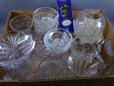 CUT & OTHER GLASS VASES, Victorian cake stand and a quantity of sundae dishes