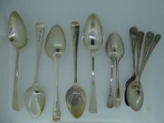 SILVER COFFEE SPOONS, a set of six, Sheffield 1909, 2.6 ozs and five plain slim handled Georgian