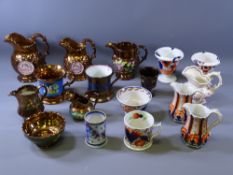 VICTORIAN COPPER LUSTRE & GAUDY WELSH POTTERY