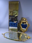 THREE VINTAGE MIRRORS including gilt framed and bevelled edge examples