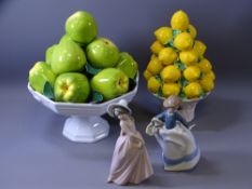 LLADRO, NAO & OTHER ITALIAN POTTERY & PORCELAIN to include two figurines of young girls and two