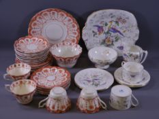 COALPORT PARADISE TEAWARE, 9 pieces and a parcel of late 19th century Staffordshire orange floral