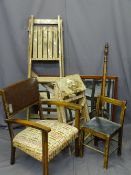 VINTAGE FURNITURE BUNDLE consisting of child's chair, rexine back armchair, framed bevelled edge
