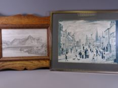 AFTER C J PARROTT print - riverscape, possibly Welsh, with sailing boats, 24 x 40cms and after L S