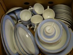 DOULTON BLUE & GILT BANDED DINNER & TEAWARE, a quantity, 40 plus pieces