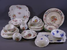 COALPORT TEAWARE - floral decorated white ground, approximately 24 pieces, a Spode Copeland