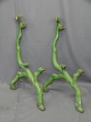 19TH CENTURY RUSTIC CAST IRON BENCH ENDS, a pair