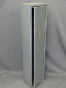 LOCKING STEEL GUN CABINET with keys, 132cms H, 30cms W, 22cms D