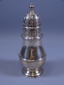 SILVER SUGAR CASTER of plain waisted form, 4.8 ozs, London 1961
