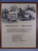 SIR KYFFIN WILLIAMS/R S THOMAS coloured print - Ty Mawr, Wybrnant with poems by R S Thomas and