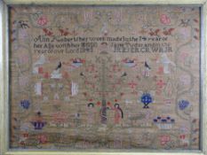 19TH CENTURY NEEDLEWORK SAMPLER, 'Ann Roberts, Her Work' made in the 14th year of her age with her