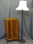 VINTAGE OAK FURNITURE, two items to include a slim two door storage cabinet with interior shelves on
