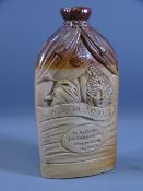 MR & MRS CAUDLE STONEWARE FLASK, impressed 'E Burnett, Croydon', 21cms H
