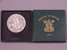 1951 FESTIVAL OF BRITAIN CROWN in a very well preserved original green box