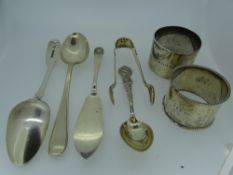 TWO SILVER NAPKIN RINGS, 1.8 ozs, Birmingham 1946 and Birmingham 1993 and a small parcel of three