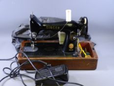 VINTAGE SINGER SEWING MACHINE with foot pedal and vinyl cover