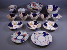 GAUDY WELSH TEAWARE, a quantity, with an Amherst pedestal bowl (AF)