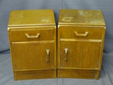 G PLAN OAK BEDSIDE CABINETS, a pair, 53cms H, 37cms W, 33cms max D