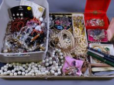 VINTAGE & LATER COSTUME JEWELLERY, fountain pens, pocket knives and other items of interest